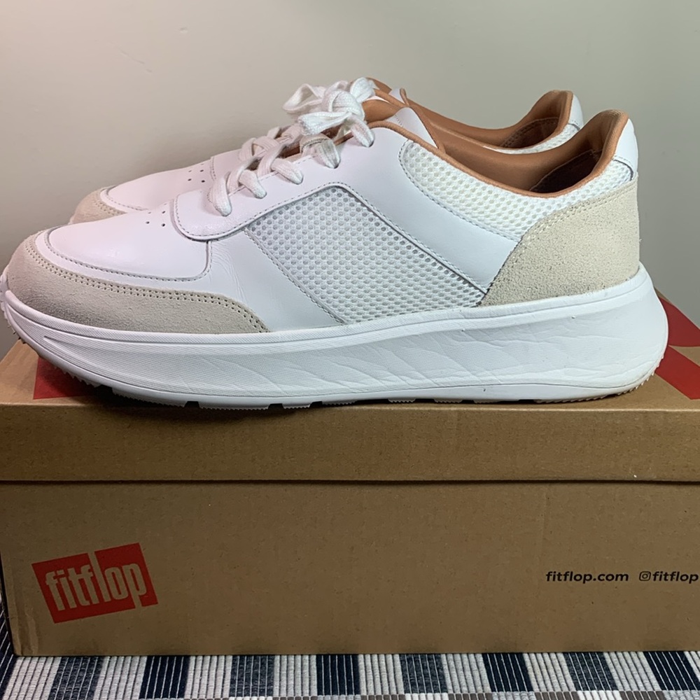 Women’s Fitflop F-Mode Sneakers, Urban White/Paris Grey, Size 9 US, 41 EUR - Picture 10 of 11